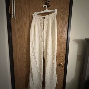 Zara Cream Wide-Leg Pants